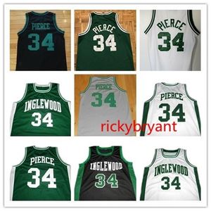 Xflsp Nikivip college Inglewood High School Basketball Jersey Paul 34 Pierce jersey retroceso verde Bordado cosido por encargo tamaño grande S-5XL