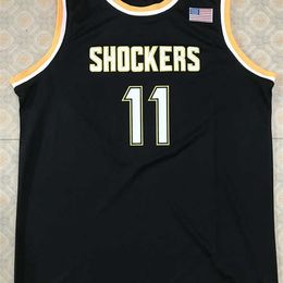 XFLSP Shockers # 11 Landry Shamet Ita State College Basketball Jersey Heren Double Stitched Borduurwerk Jersey Personaliseer elke naam en nummer