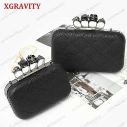 XGRAVITY 2020 Nieuwe Mode Schedel Vinger Elegante Ketting Vrouwen Casual Koppelingen Handtassen Envelop Tassen Dames Ghost Tas 050 Q1113