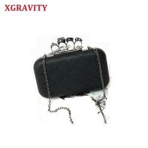 Xgravity mini -tassen Tote Skull Finger Bags Elegante kettingzak Women Casual Koppelingen Handtassen ENVELOPE LADES Ghost