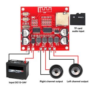 XH-A233 2x15W Bluetooth4.2 Carte amplificateur de puissance numérique Stéréo Lecteur de musique sans fil Carte TF Lecture Amplificateur audio double canal 12V24V