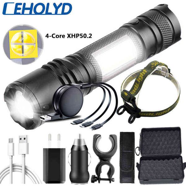 XHP50.2 lampe de poche LED intégré 18650 USB batterie rechargeable Zoomable batterie externe torche lampe frontale ampoules dures lumière de vélo J220713