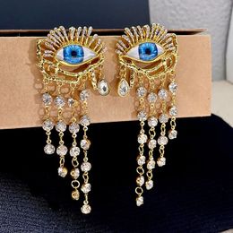 Xialuoke Devil Eye Eye Ored Woel Women European American Style Personality Crystal effilater les boucles d'oreilles Party Halloween Jewelry 240430