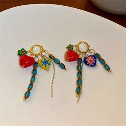 XIALUOKE Geométricos Beads a todo color Earclip Pendientes para el oído en forma de corazón para mujeres Bohemia Personalidad Partido de la fiesta Joyería 240416