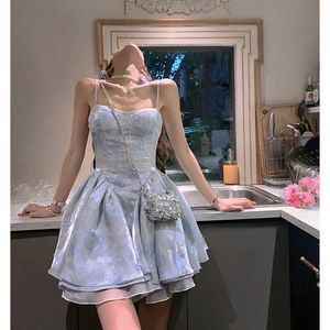 Xiantian Sweet Fish Bone Sling-jurk voor dames zomer nieuwe Jue Beauty pluizige rok cadeau beha kort
