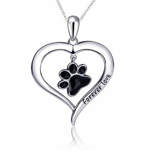 Xiaojing 925 sterling zilver liefde emaille kat en hond poot hanger ketting 2020 damesmode sieraden fabriek outlet gratis schip q0531