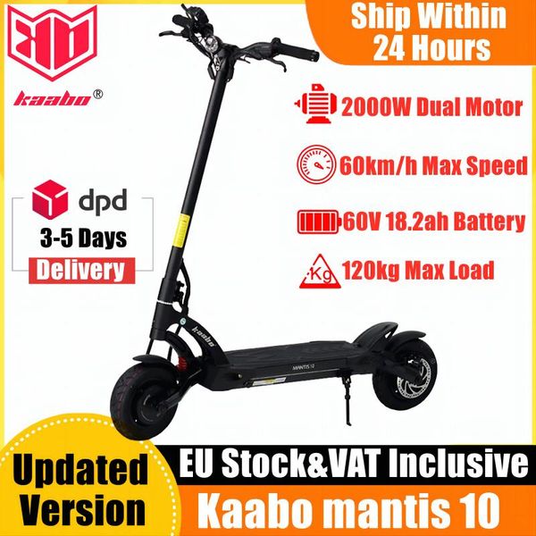 Stock UE Original Kaabo Mantis 10 60V 18.2AH Scooter électrique V2 Kickscooter 2000W double moteur pour adultes vitesse 65 km/h Scooter intelligent, TVA incluse