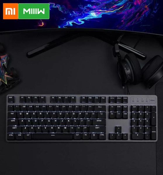 Teclado mecánico Xiaomi MIIIW 600K, teclado para juegos retroiluminado, 104 teclas Kailh, interruptor rojo, teclado con cable USB Set1923476