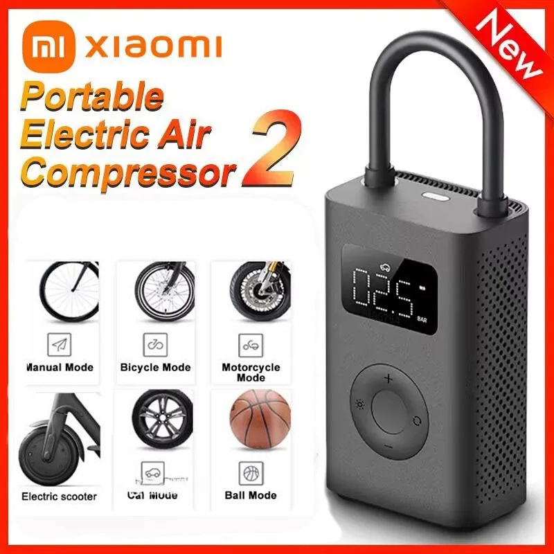 Xiaomi Mini Portable Air Pump 2 Mijia Electric Air Compressor Treasure Type-C Multitool Flator för bilbil