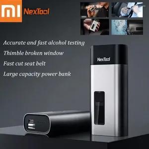 Xiaomi NexTool 4-en-1 Mini testeur d'alcool LCD numérique Portable alcootest de voiture avec brise-vitre coupe-corde batterie externe