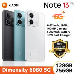 Xiaomi Redmi Nota 13 5G Dimensidad de teléfono inteligente Dimensidad Global RAM ROM 256 GB Mobile Phones