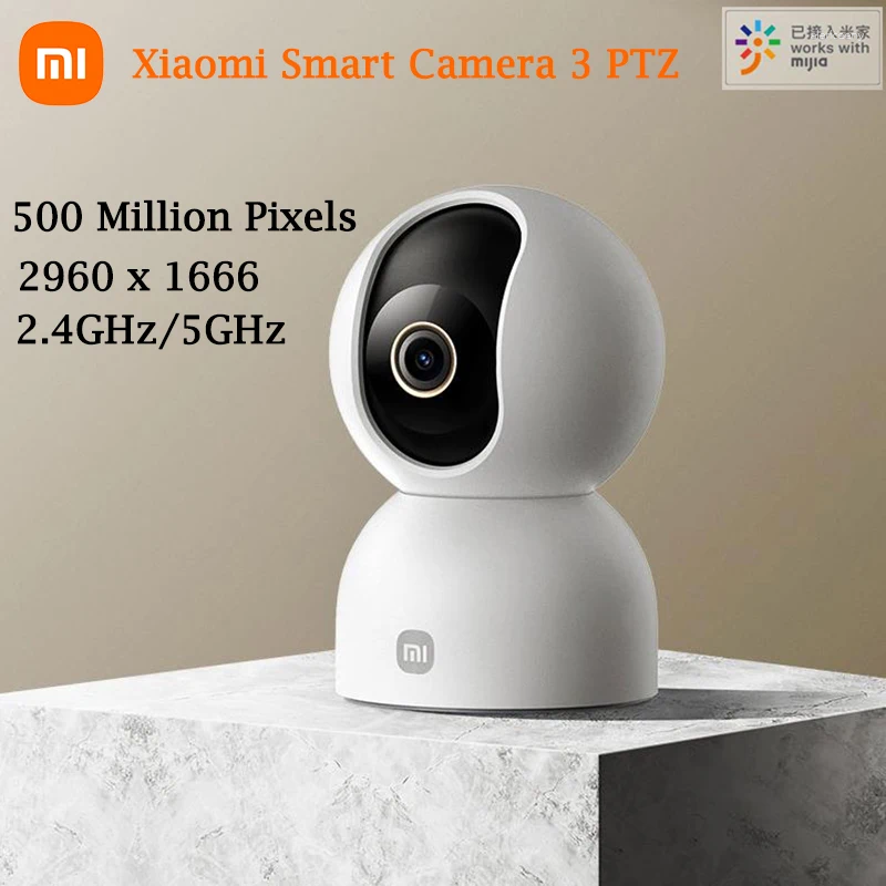 Xiaomi Smart Camera 3 PTZ AI Detection 500 miljoner pixlar Baby Monitor Night Video Webcam Home Security Work med Mijia App