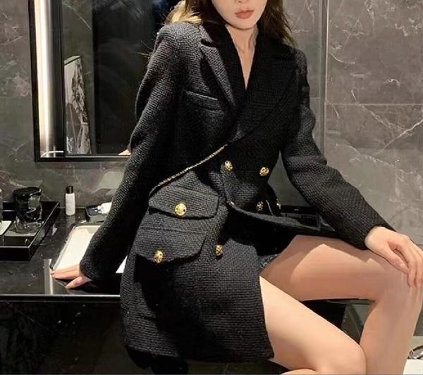 Xiaoxiang-vestido ligero de lujo para celebridades, falda ajustada con cintura negra, otoño 2023, ma/je