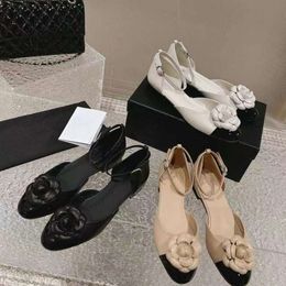 Xiaoxiangfeng – chaussures plates classiques camélia, polyvalentes, à tête ronde, nouées à talons bas, confortables, en cuir souple, nouvelle collection 2024