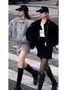 Xiaoxiangfeng high-end cool chic uniek pak Franse rijke dochter trui jurk lente en herfst dames