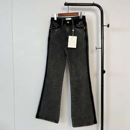 Xiaoxiangjia 24SS Position de poche au début du printemps de poche conception en cuir marque haute taille micro la jeans