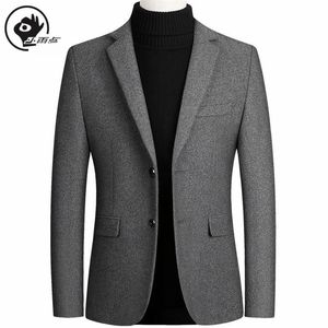 Xiaoyudian Solid Blazer British Stijlvolle mannelijke Blazer Suit Jack Business Casual For Men Regular Woollen Coat Brand 201104