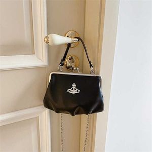 Xiaozhong Design West Dumpling Bun Chain Strap Enkele schouder Crossbody Hoogwaardige Saturn Mouth Gold Clip Bag 1698