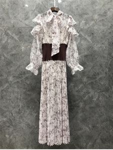 Robe d'épaule imprimée à la manche de la lanterne Femme automne Produits européens Nouvelle robe de socialite élégante 9bb