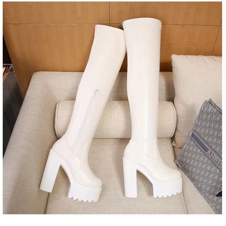 Bottes Plateforme Only Maker - Chelsea élastique, Talon 4cm - Synthétique - Style Rock Tendance