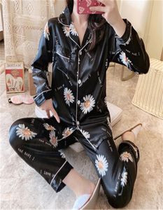 Xifenni soie pyjama ensembles femme soyeux de haute qualité fausse soie Couple fleur imprimé vêtements de nuit homme femme vêtements pantalon deux 1 pièces ensemble 4640606