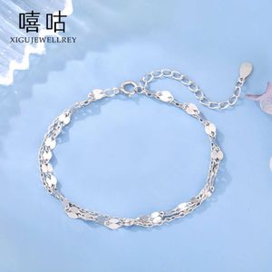 XIGU H0060 S SIER DOUBLE BRACER BRACELET STYLE DE FEMMES SNIEUX CHAMAINE DE LIP FRAIS INSTAGRAM ARRENDI