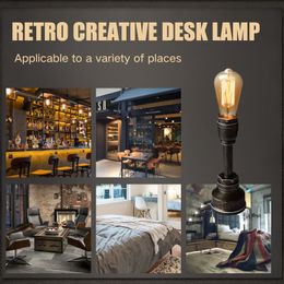 Xihome American Village Style Desk Table Creative Lampe Alloy Metal Water Pipe de lit de chevet Lights Night