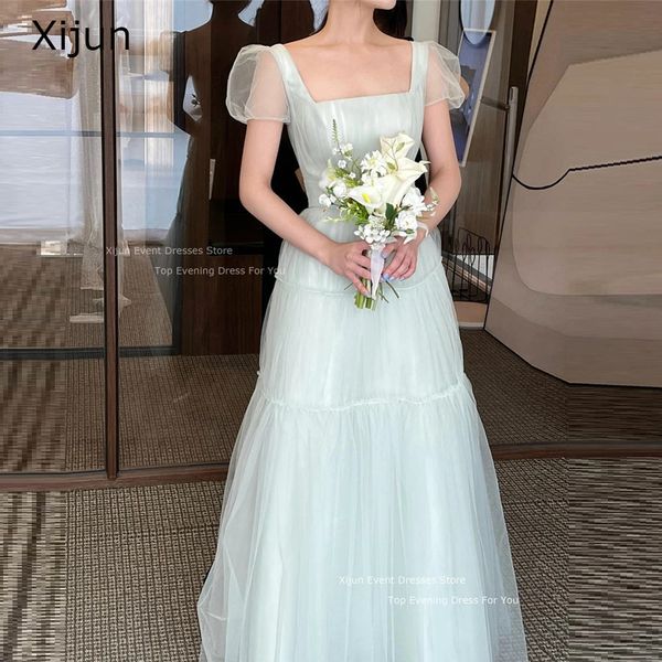 Xijun fée Tulle a-ligne robes de mariée bouffées manches courtes robes de bal longueur de plancher robes de soirée de mariée pour les femmes coréennes 240325