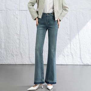 Xin Ge Blue Micro La Jeans Dames Lente Hoge Taille Elastisch Grote Maat Slank en Vet MM Peervormige Paardenhoefbroek