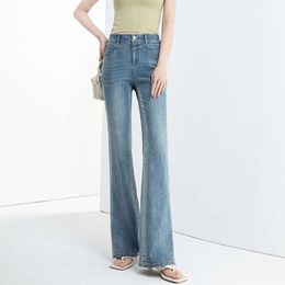 Xin Ge Zijsplit Micro Uitlopende Broek Voor Dames 2024 Zomer Nieuwe Broeknaden Handwrijven Witte Slanke En Elegante jeans