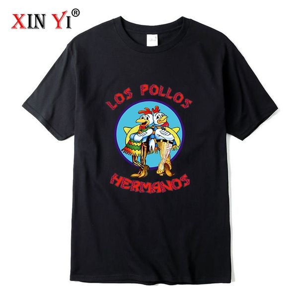 XIN YI Camiseta de alta calidad para hombre 100% algodón Breaking Bad LOS POLLOS Chicken Brothers camiseta divertida informal impresa camisetas masculinas 220601