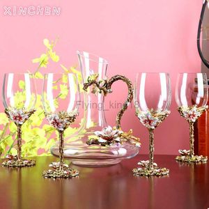 XINCHEN Emaille Kleur Loodvrij Kristal Rode Wijn Glas Karaf Set Creatieve Beker Wijnglas High-end Huwelijkscadeau HKD230809