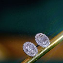 Xinfly – petites boucles d'oreilles à tige en or blanc 18 carats, design Simple, 0,22 ct, diamant naturel ovale, halo
