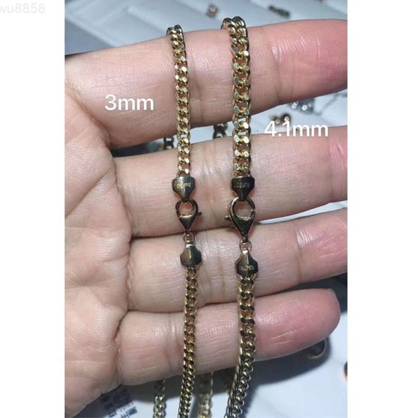 Xinfly 3,1mm 4,2mm 5,3mm Hiphop joyería de moda plana Curb Miami cadenas de eslabones cubanos oro sólido 18k hombres mujeres collar