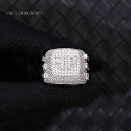 Xingguang Hip Hop Iced Out Bling Moissanite Vergulde Sterling Sier Ring voor mannen