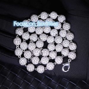 Xingguang bijoux 8mm 10mm Vvs Moissanite chaîne de diamant 925 en argent Sterling forme de boule Hip Hop chaîne cubaine pour hommes