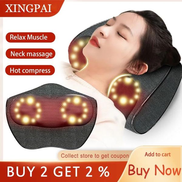 Xingpai Electric 2 Heads Relax Neck Back Back Shiatsu Kiceding Massage Pillow 231227