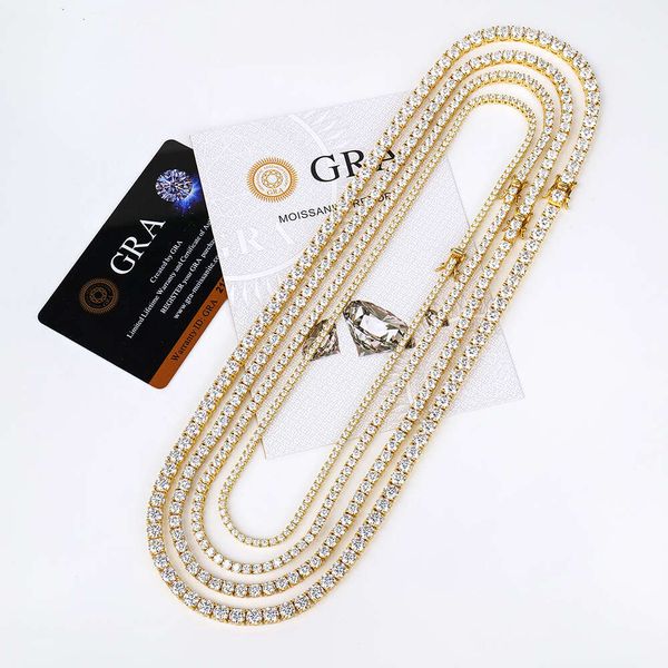 Xingyue Gold plaqué Sier Link Chain 2 à 6 mm Fine bijoux en gros tennis Mossanite Collier Moisanite pour cadeaux