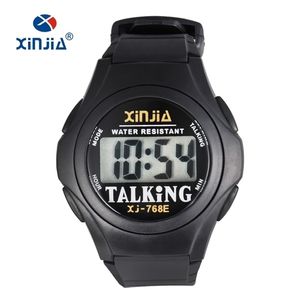 XINJIA Montre Parlante Pour Hommes Aveugles Femmes Casual Sport Numérique Personnes Âgées Malvoyantes Italienne Arabe Russe Heure Coréenne 220407