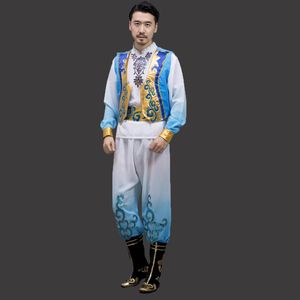 Xinjiang danskostuums voor mannen etnische dansvoorstelling kleding Oeigoerse mannelijke lange gewaad party stage wear319o