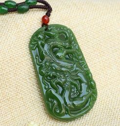 Xinjiang Hetian Yubi Yulong Pendant Jasper Spinach Green Zodiac Dragon Pendant Jade Dragon Jade Pendant Collier3755027