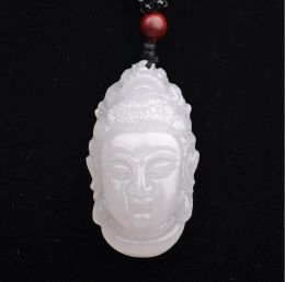 Xinjiang witte jade Boeddha hoofd hanger natuurlijke authentieke Afghanistan Baiyu Guanyin hoofd jade hanger hanger 256aaa