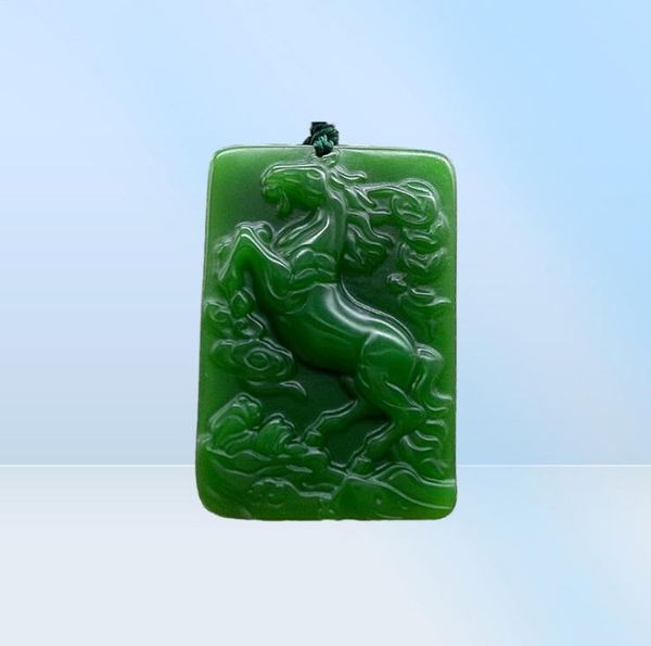 Xinkeng Xinjiang Hetian Jade Jasper immédiatement pendentif pendentif extérieur épinachs mongols verts zodiac cheval pendentif jade entier6446440