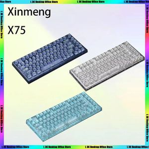 Xinmeng X75 Wireless Three Mode Mechanical Keyboard Bluetooth Transparent Joint RGB Backlight Pild E-Sports Game