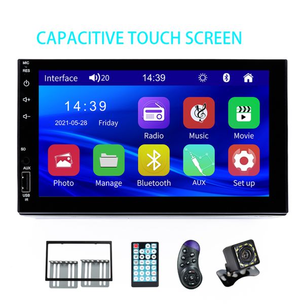 XINMY 2 Din Car Radio 7INCH HD Autoradio Reproductor Multimedia 2DIN Pantalla táctil Auto Audio MP5 Bluetooth USB TF FM Cámara