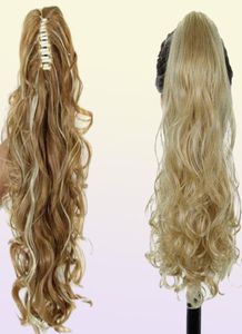 Xinran Synthetic Fibre Cliw Clip Extensions de queue de cheval ondulée Longue Clip d'extension de queue de cheval à onde épaisse dans les extensions de cheveux pour les femmes 2101086726931