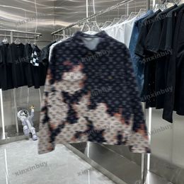 Xinxinbuy 2024 Men diseñador chaqueta de abrigo patrón de llama de gradiente impresión de letras de manga larga mujer blanca caqui negro azul s-2xl