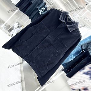 Xinxinbuy 2024 Hommes Designer Manteau Veste Modèle Emboss Lettre Pantalon à manches longues Denim Femmes Blanc Kaki Noir Bleu M-2XL