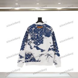 Xinxinbuy 2024 Mannen Designer Hoodie Sweatshirt Cashew Fruit Tie Dye Brief Lange Mouw Vrouwen Blauw Zwart Wit Grijs XS-2XL