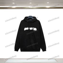 Xinxinbuy 2024 Hommes Designer Sweat à capuche Lettre Graffiti Imprimer manches longues Femmes Bleu Noir Blanc Gris M-2XL